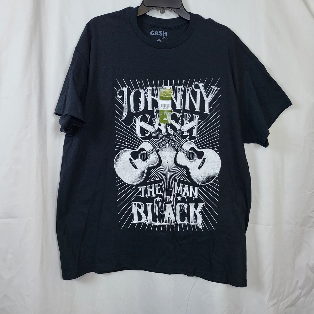 Johnny Cash Men's Black Man in‎ Black Graphic Short Sleeve Casual Tee XL New